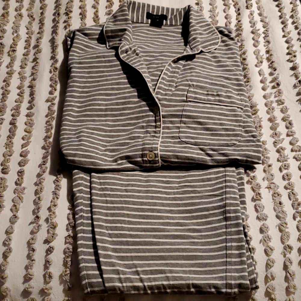 J crew gray stripe pajamas